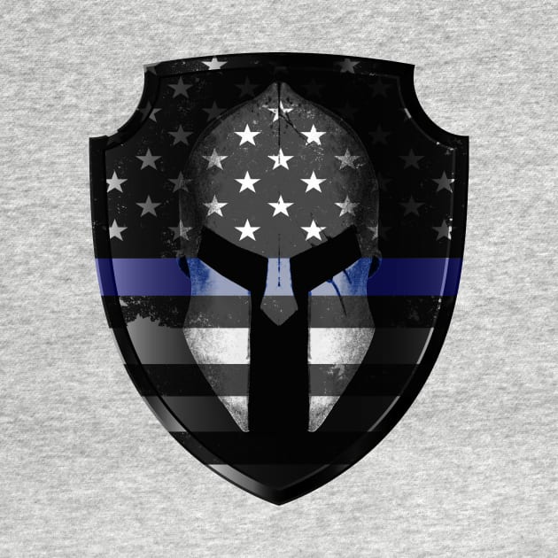 Blue Line Spartan Helmet by DazzlingApparel